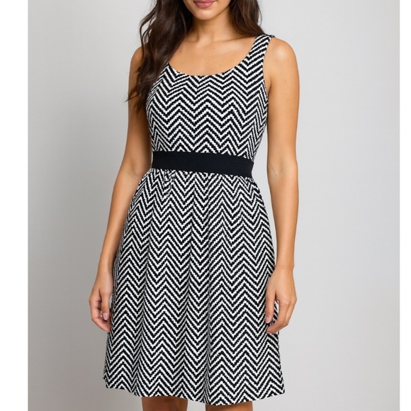 White House Black Market size 10 WHBM Zig Zag Tank Dress Chevron Fit-n- Flare - Picture 1 of 9